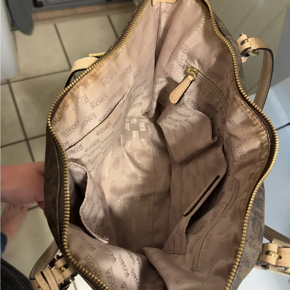 Michael Kors Brown Signature Tote with Leather Accents
